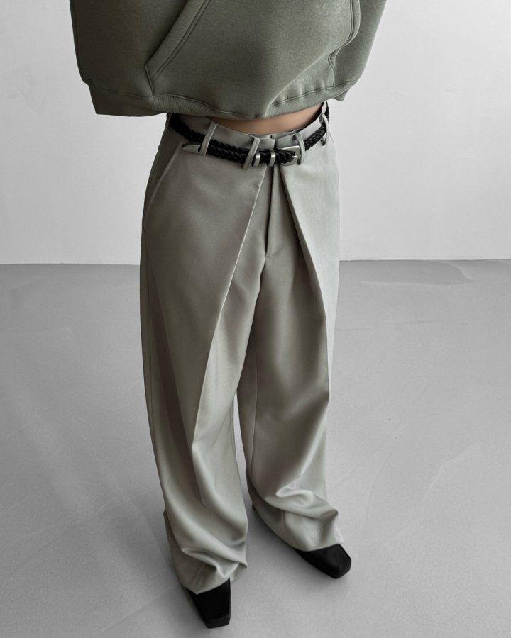 Paper Moon - Korean Women Fashion - #momslook - Oversized Wrapping Detail Wide Trousers - 3