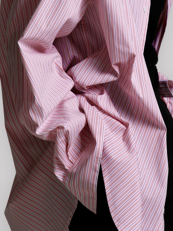 Paper Moon - Korean Women Fashion - #momslook - Boyfriend Fit Oversized Stripe Button Down Shirt - 3