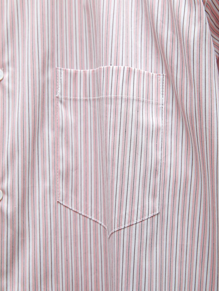 Paper Moon - Korean Women Fashion - #momslook - Boyfriend Fit Oversized Stripe Button Down Shirt - 9