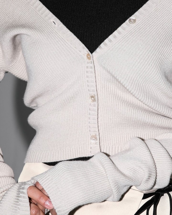 Paper Moon - Korean Women Fashion - #momslook - Ribbed Button Knit Cardigan - 3