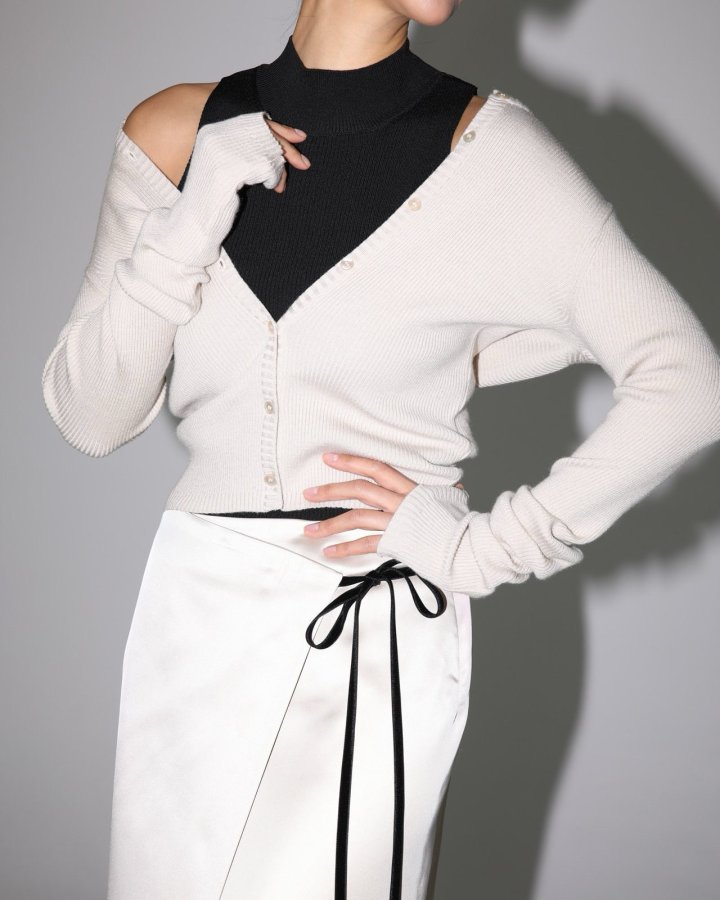 Paper Moon - Korean Women Fashion - #momslook - Ribbed Button Knit Cardigan - 5