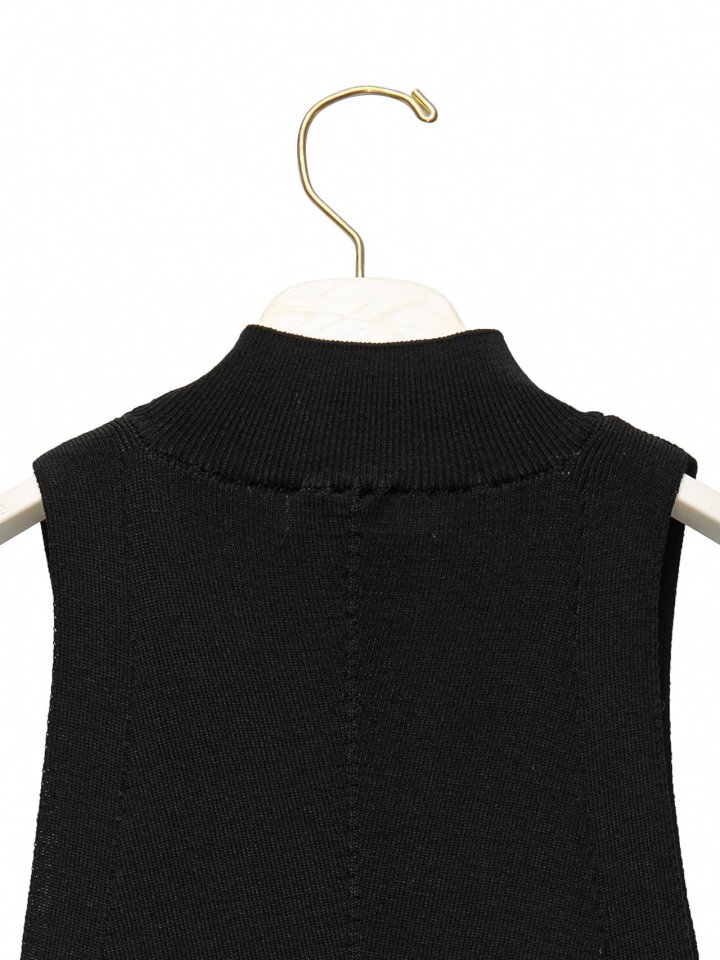 Paper Moon - Korean Women Fashion - #momslook - High Neck Ribbed Sleeveless Drop Knit Top - 10