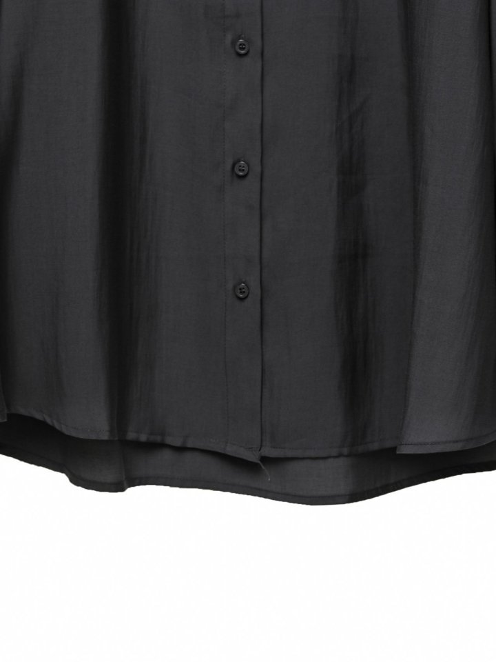 Paper Moon - Korean Women Fashion - #momslook - Padded Shoulder Oversize Satin Button Down Shirt - 11