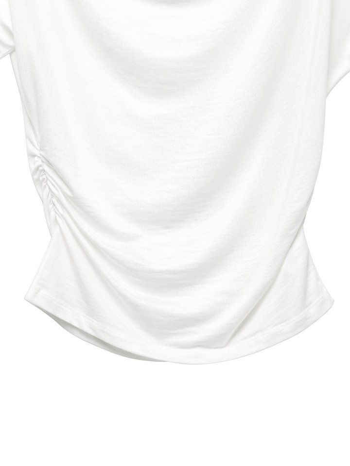 Paper Moon - Korean Women Fashion - #momslook - Side Shirring Draped Boatneck Detail Top - 9
