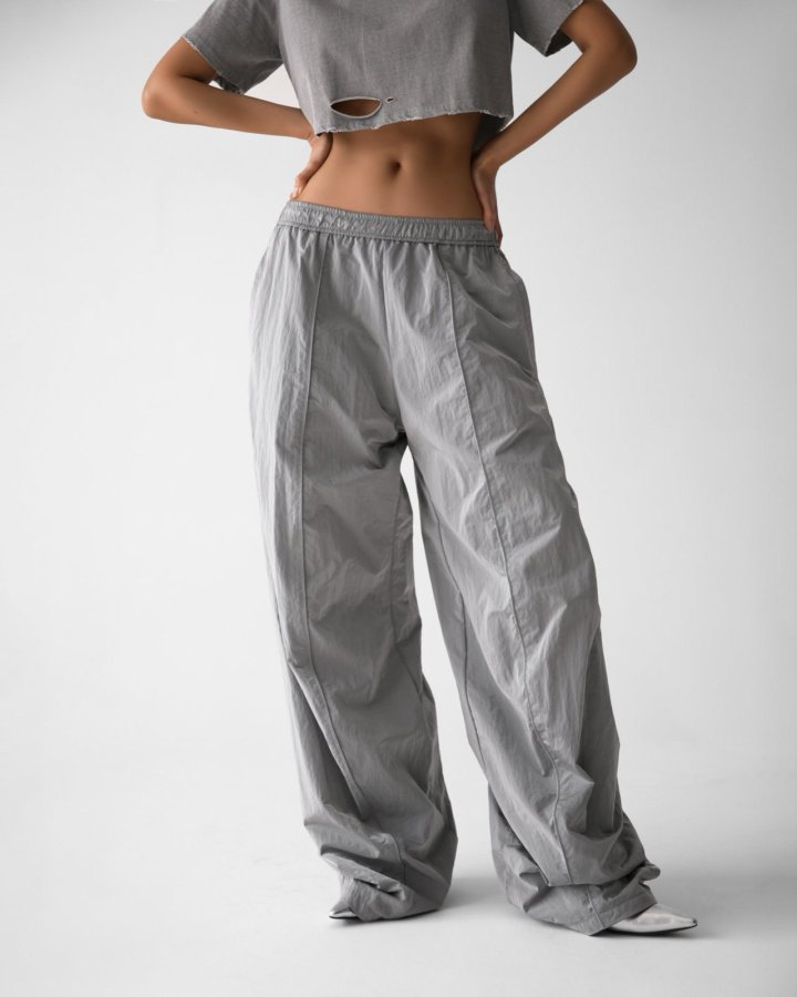 Paper Moon - Korean Women Fashion - #thelittlethings - Nylon Drawstring Wide Twist Pattern Trousers - 4