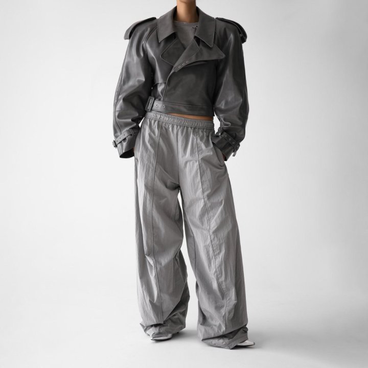 Paper Moon - Korean Women Fashion - #momslook - Nylon Drawstring Wide Twist Pattern Trousers - 6