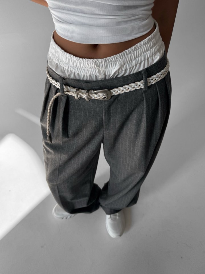 Paper Moon - Korean Women Fashion - #momslook - Pin Striped Layered Tailored Trouser