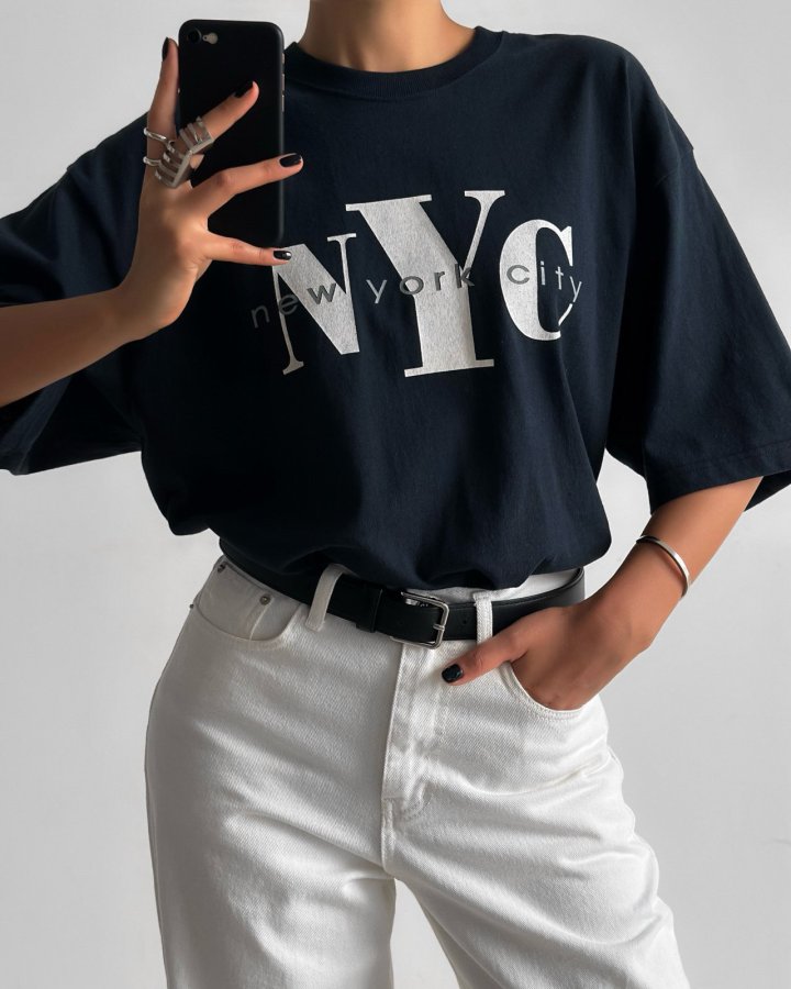 Paper Moon - Korean Women Fashion - #momslook - NYC Vintage Print Tee - 2