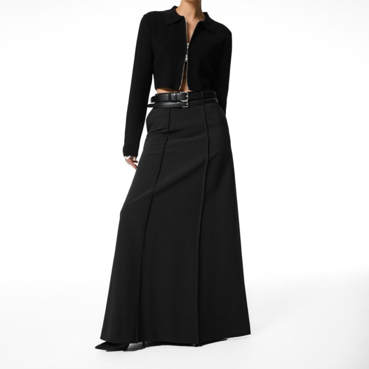Paper Moon - Korean Women Fashion - #momslook - Pintuck Detail Maxi Flare Skirt - 2