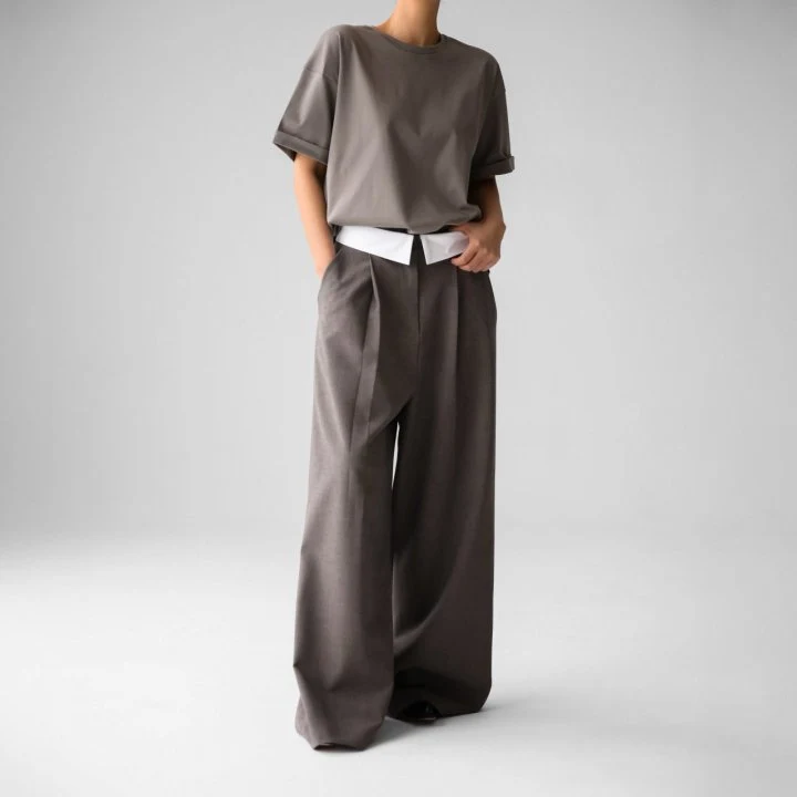 Paper Moon - Korean Women Fashion - #momslook - Colored Waist Wide Pintuck Trouser - 2