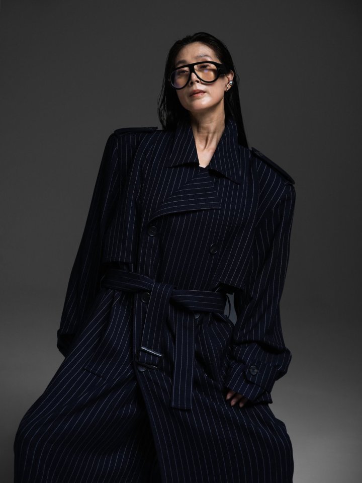 Paper Moon - Korean Women Fashion - #womensfashion - Pin Striped Padded Oversize Trench Coat - 4