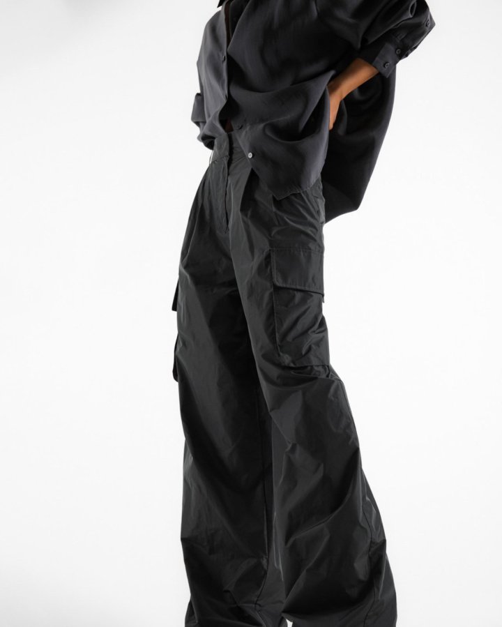 Paper Moon - Korean Women Fashion - #momslook - Nylon Cargo Wide Slacks