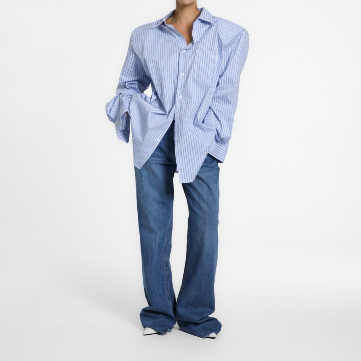 Paper Moon - Korean Women Fashion - #momslook - Classic Raw Cut Wide Fit Mid Blue Jeans - 2