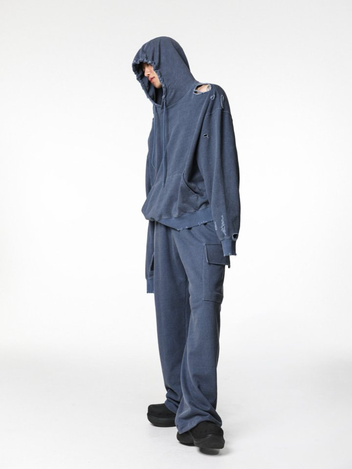Paper Moon - Korean Women Fashion - #momslook - Oversized Pigment Cutted Detail Hoodie
