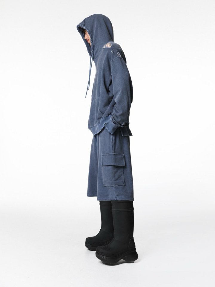 Paper Moon - Korean Women Fashion - #momslook - Oversized Pigment Cutted Detail Hoodie - 3