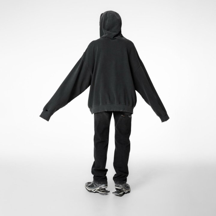 Paper Moon - Korean Women Fashion - #momslook - Oversized Pigment Cutted Detail Hoodie - 2