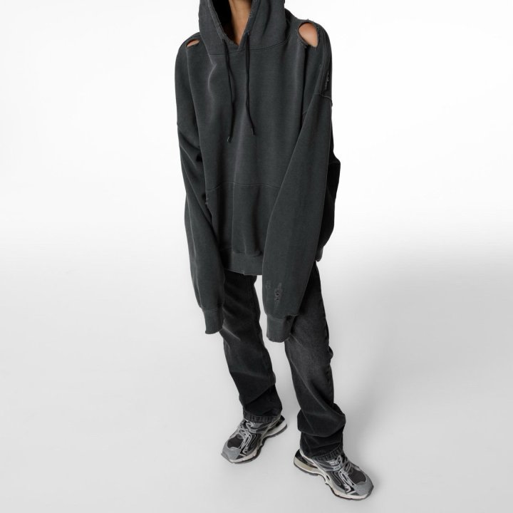 Paper Moon - Korean Women Fashion - #womensfashion - Oversized Pigment Cutted Detail Hoodie - 4