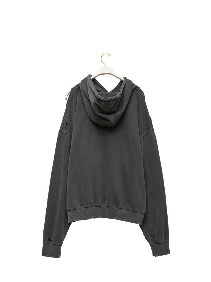 Paper Moon - Korean Women Fashion - #momslook - Oversized Pigment Cutted Detail Hoodie - 6