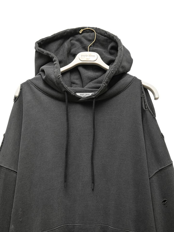 Paper Moon - Korean Women Fashion - #momslook - Oversized Pigment Cutted Detail Hoodie - 7