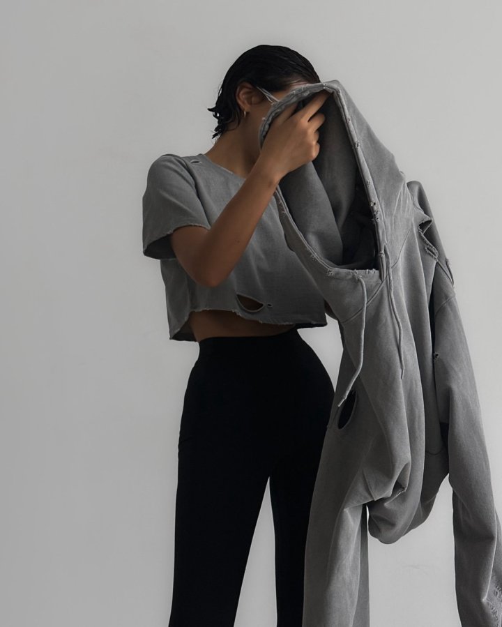 Paper Moon - Korean Women Fashion - #momslook - Oversized Pigment Cutted Detail Hoodie - 6