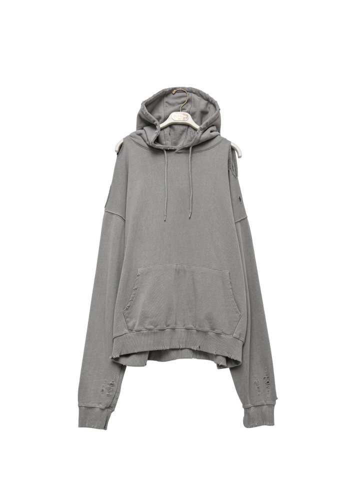 Paper Moon - Korean Women Fashion - #momslook - Oversized Pigment Cutted Detail Hoodie - 7