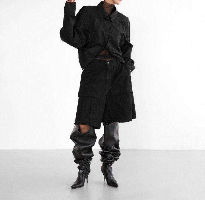 Paper Moon - Korean Women Fashion - #momslook - Back Wing Asymmetry Button Down Shirt - 2