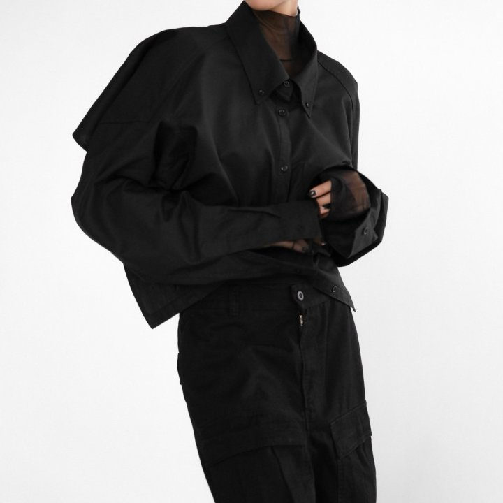 Paper Moon - Korean Women Fashion - #womensfashion - Back Wing Asymmetry Button Down Shirt - 4