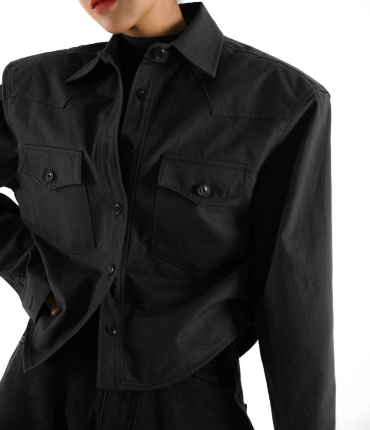 Paper Moon - Korean Women Fashion - #momslook - Heavy Cotton Padded Crop Shirt Jacket - 5