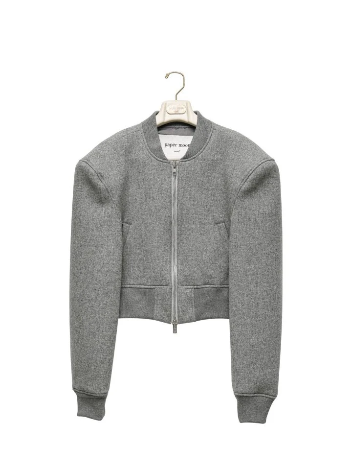 Paper Moon - Korean Women Fashion - #momslook - Cushioned Fabric Padded Shoulder Point Bomber Jacket - 6