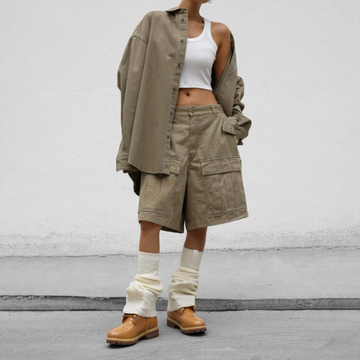 Paper Moon - Korean Women Fashion - #vintagekidsstyle - Washed Cotton Cargo Bermuda Shorts - 4
