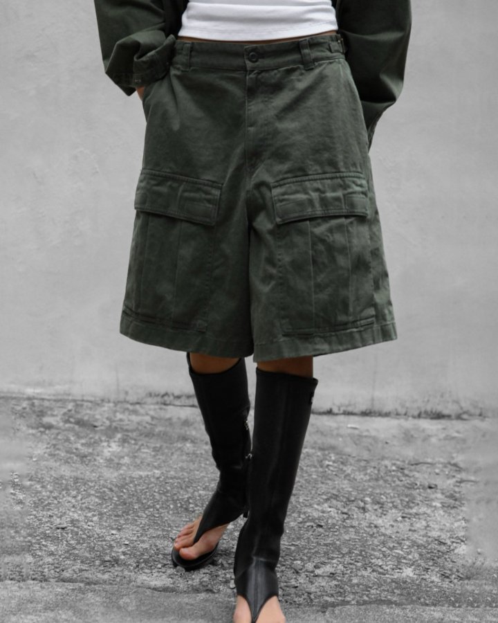 Paper Moon - Korean Women Fashion - #pursuepretty - Washed Cotton Cargo Bermuda Shorts - 4