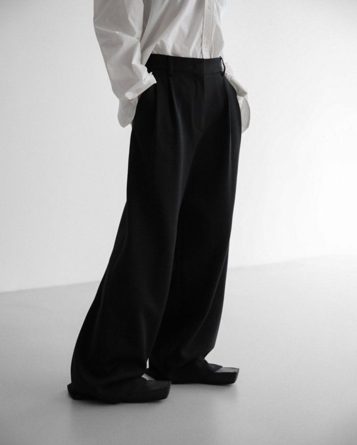 Paper Moon - Korean Women Fashion - #restrostyle - Sweat Wide Pintuck Trousers - 4