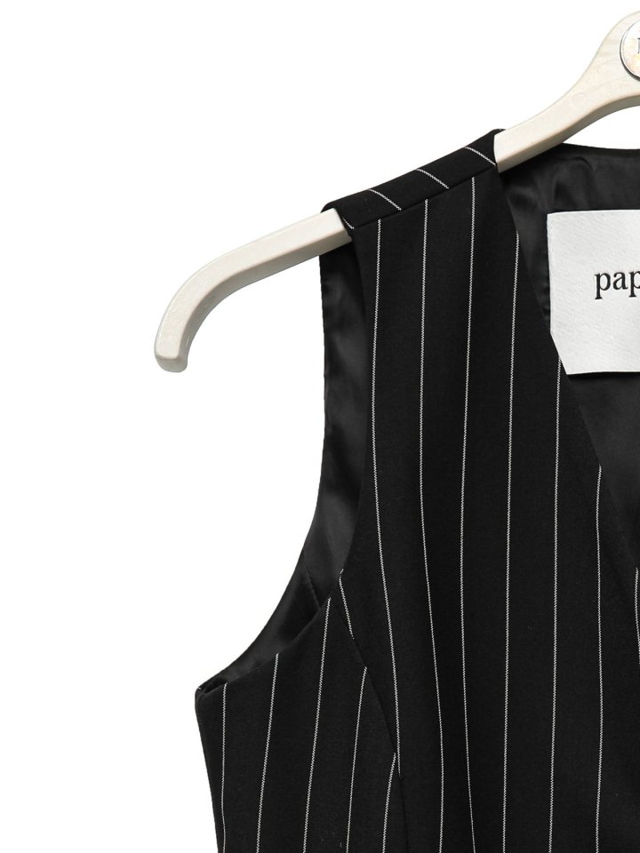 Paper Moon - Korean Women Fashion - #romanticstyle - Wide Pin Stripe Setup Suit Vest - 9
