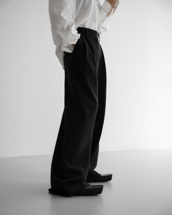 Paper Moon - Korean Women Fashion - #shopsmall - Sweat Wide Pintuck Trousers - 5