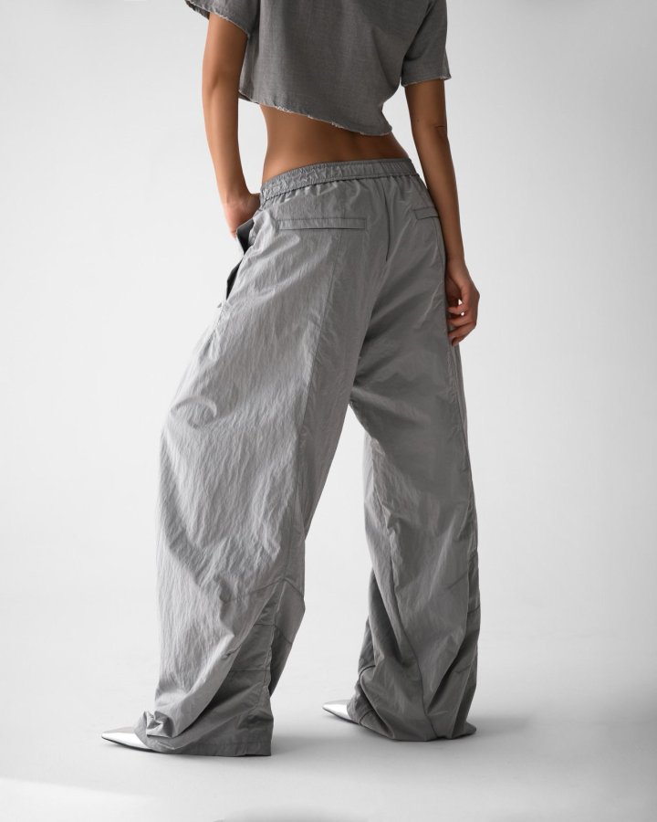 Paper Moon - Korean Women Fashion - #shopsmall - Nylon Drawstring Wide Twist Pattern Trousers