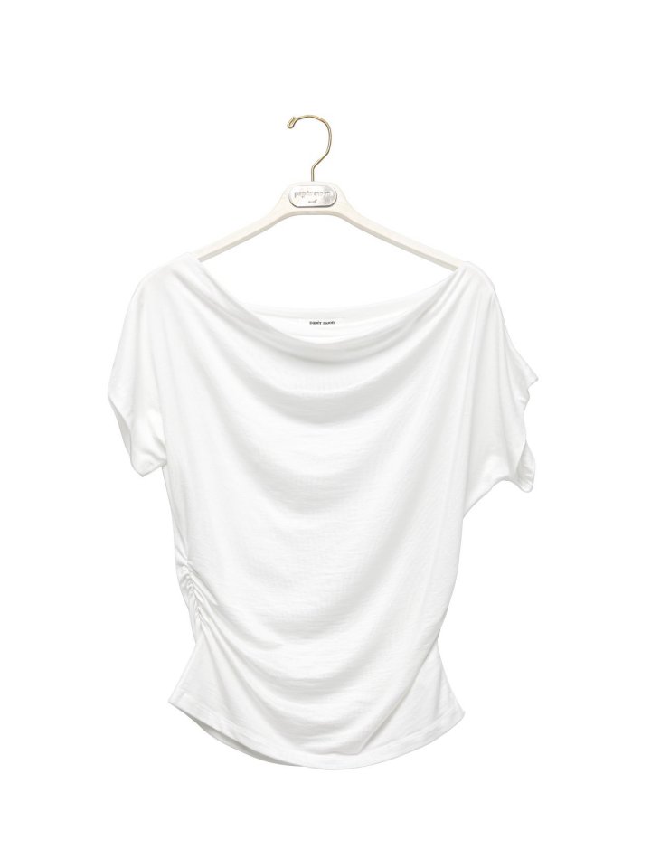 Paper Moon - Korean Women Fashion - #thatsdarling - Side Shirring Draped Boatneck Detail Top - 5