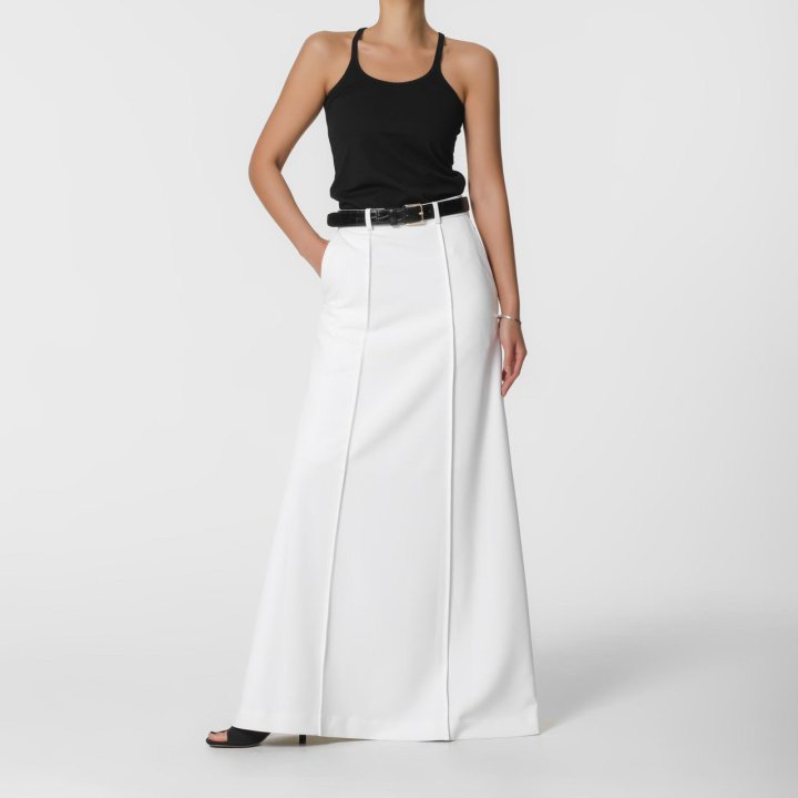 Paper Moon - Korean Women Fashion - #thatsdarling - Pintuck Maxi Flare Skirt