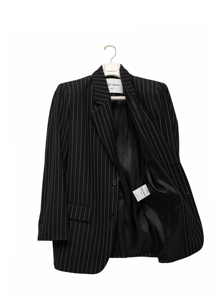 Paper Moon - Korean Women Fashion - #thatsdarling - Wide Pin Stripe Setup Suit Single Blazer - 9