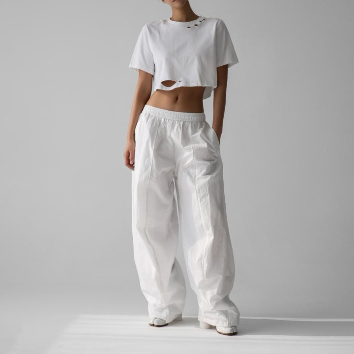 Paper Moon - Korean Women Fashion - #thelittlethings - Nylon Drawstring Wide Twist Pattern Trousers