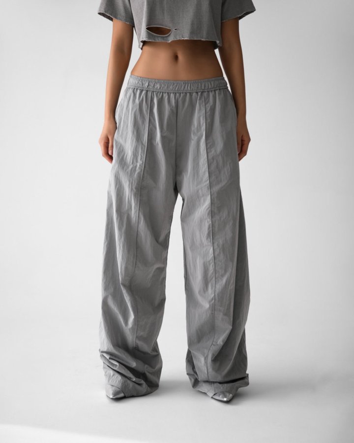 Paper Moon - Korean Women Fashion - #thelittlethings - Nylon Drawstring Wide Twist Pattern Trousers - 3