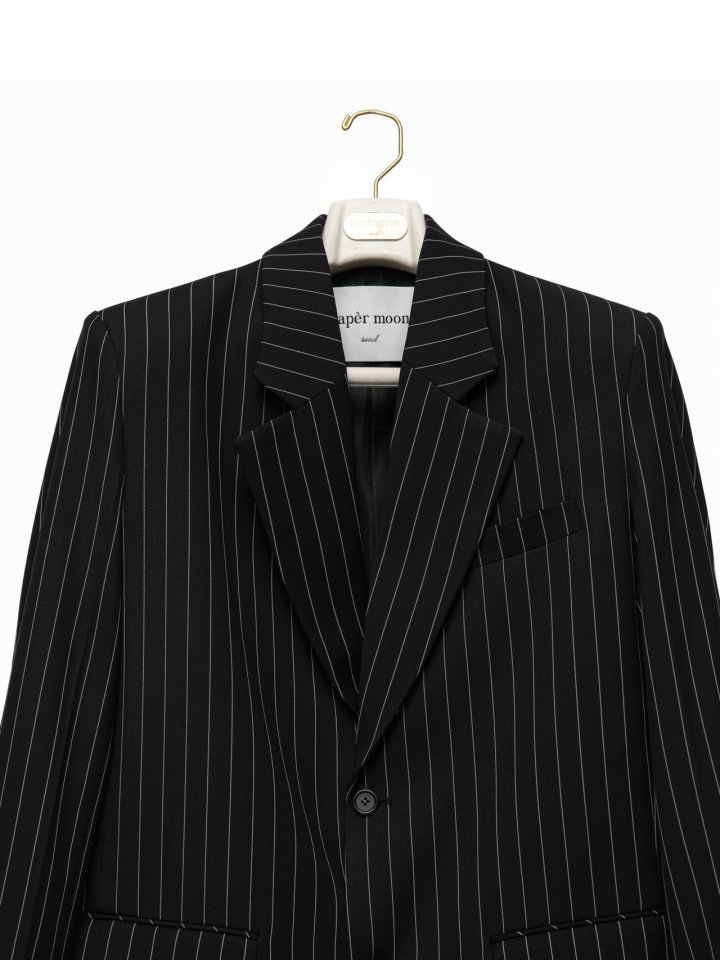 Paper Moon - Korean Women Fashion - #thelittlethings - Wide Pin Stripe Setup Suit Single Blazer - 10