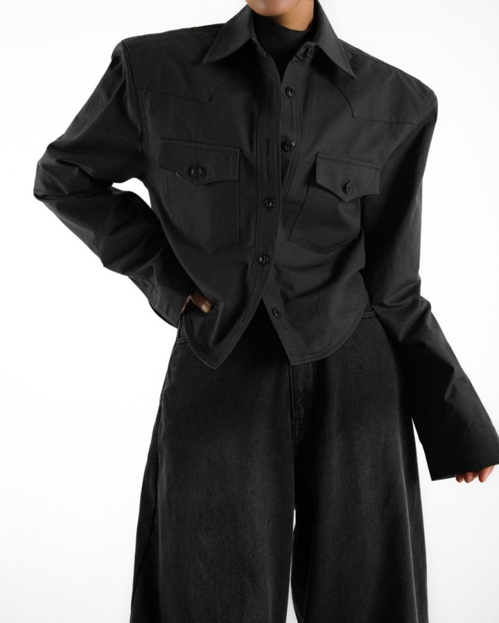 Paper Moon - Korean Women Fashion - #thatsdarling - Heavy Cotton Padded Crop Shirt Jacket - 4