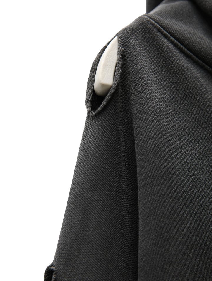Paper Moon - Korean Women Fashion - #vintageinspired - Oversized Pigment Cutted Detail Hoodie - 10