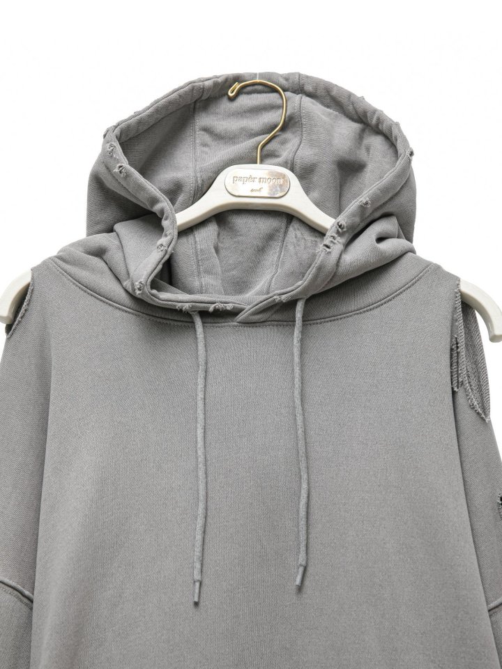 Paper Moon - Korean Women Fashion - #vintageinspired - Oversized Pigment Cutted Detail Hoodie - 9