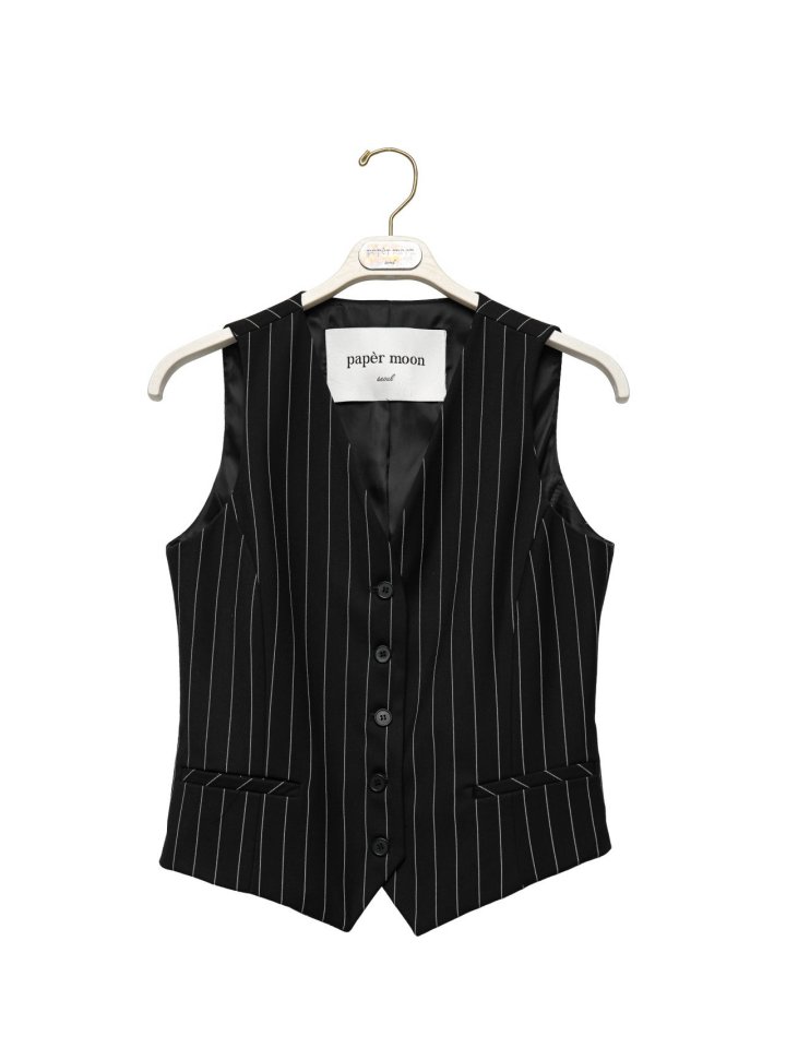 Paper Moon - Korean Women Fashion - #vintagekidsstyle - Wide Pin Stripe Setup Suit Vest - 6