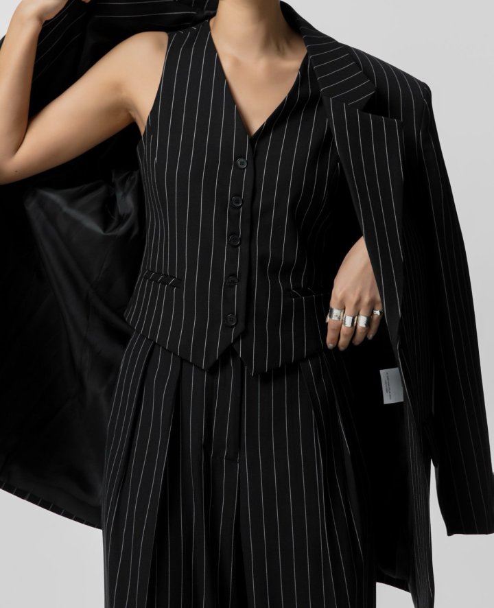 Paper Moon - Korean Women Fashion - #vintagekidsstyle - Wide Pin Stripe Trousers - 5