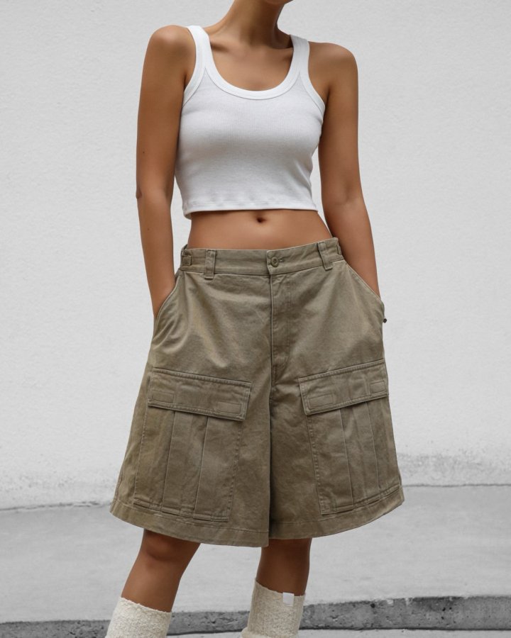 Paper Moon - Korean Women Fashion - #vintagekidsstyle - Washed Cotton Cargo Bermuda Shorts - 3