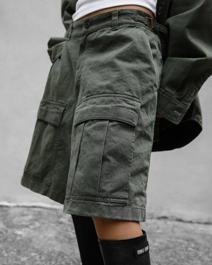 Paper Moon - Korean Women Fashion - #vintagekidsstyle - Washed Cotton Cargo Bermuda Shorts - 2