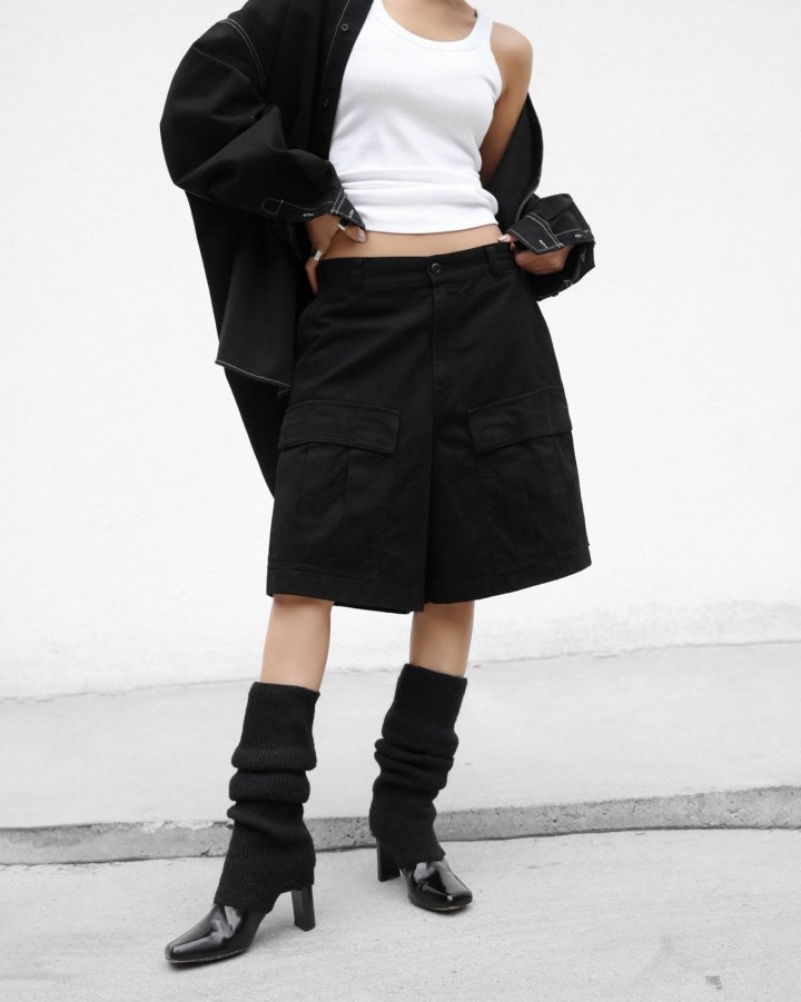 Paper Moon - Korean Women Fashion - #vintagekidsstyle - Washed Cotton Cargo Bermuda Shorts