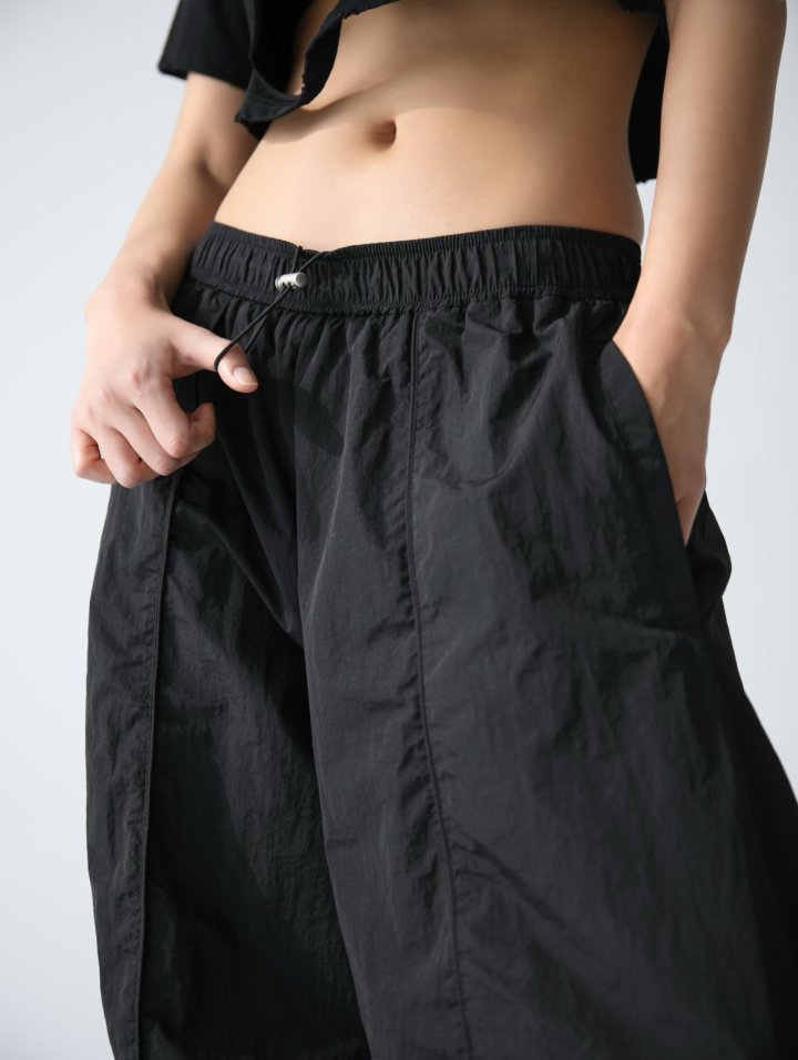 Paper Moon - Korean Women Fashion - #womensfashion - Nylon Drawstring Wide Twist Pattern Trousers - 8